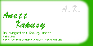 anett kapusy business card